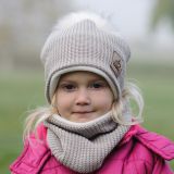 Set zimní čepice a nákrčníku béžová pletenina vel. 45-48
