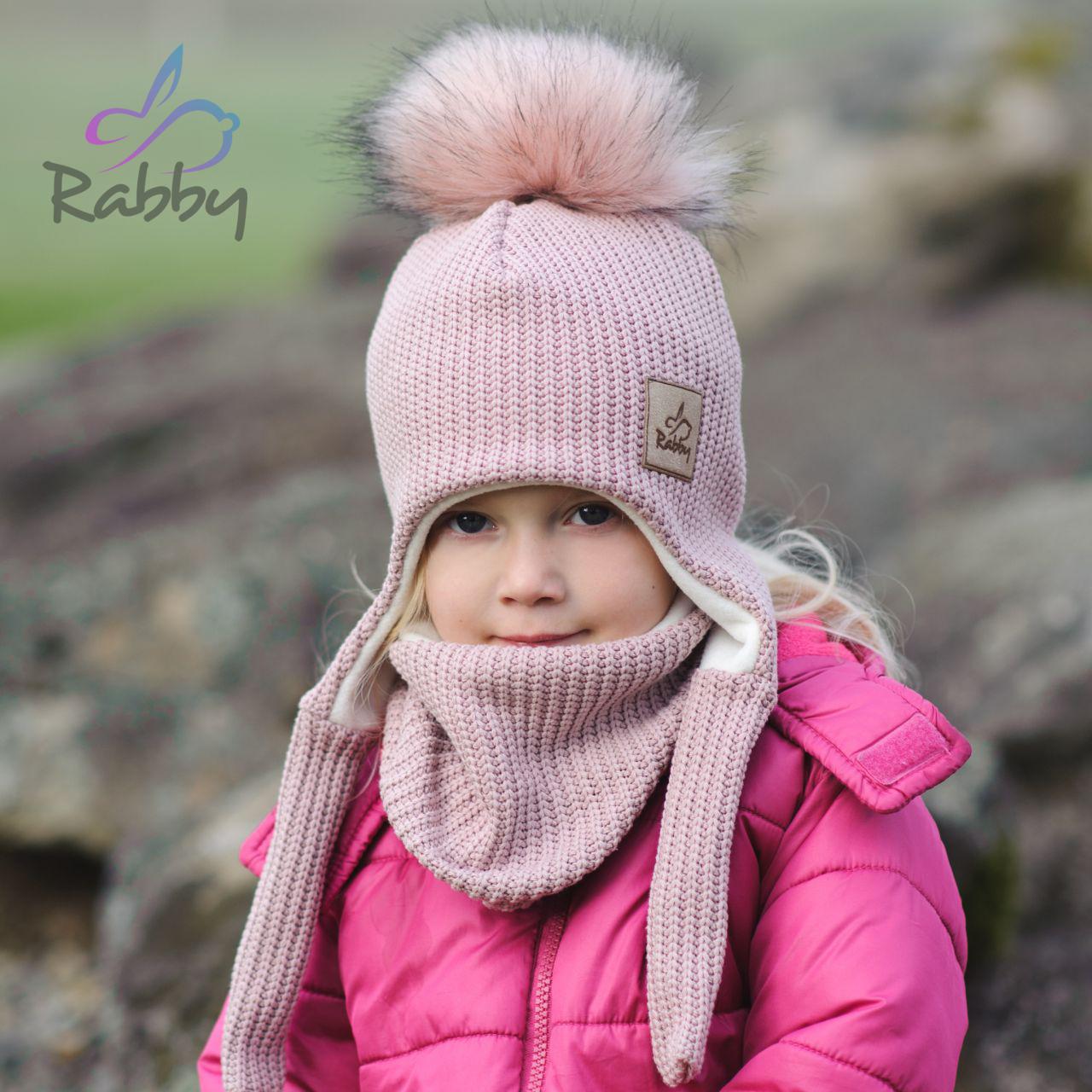 Zimní ušanka růžová pletenina vel. 51-54