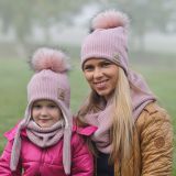 Dámská zimní čepice růžová pletenina vel. 57 (obvod hlavy 56-59 cm)