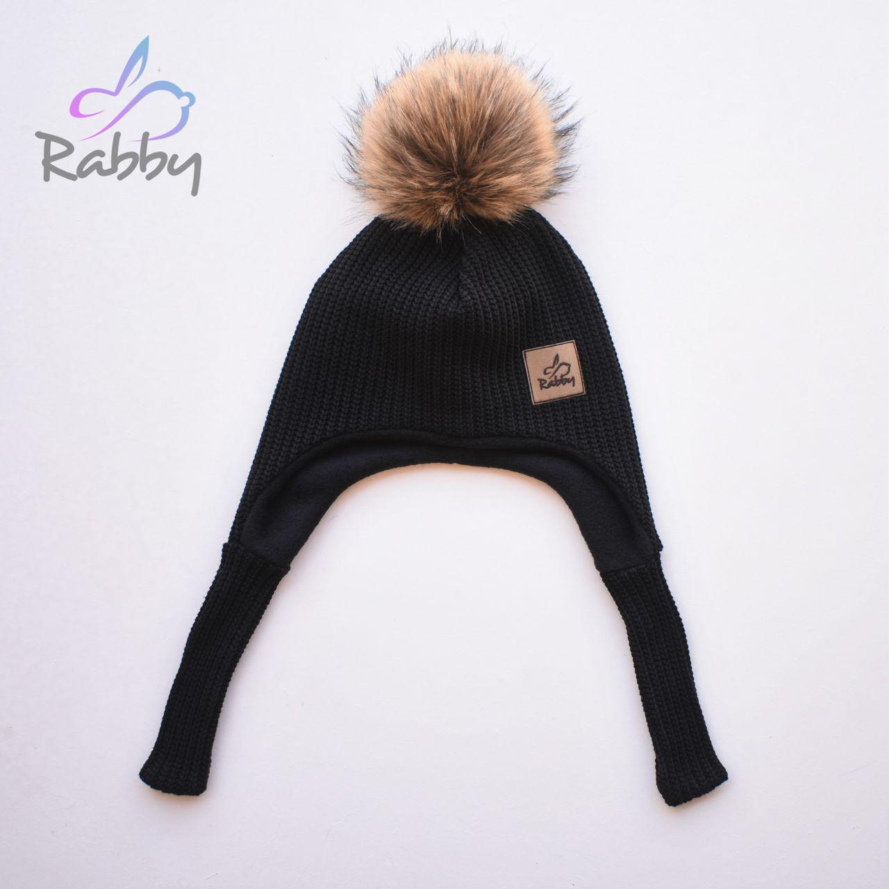 Zimní ušanka černá pletenina vel. 45-48