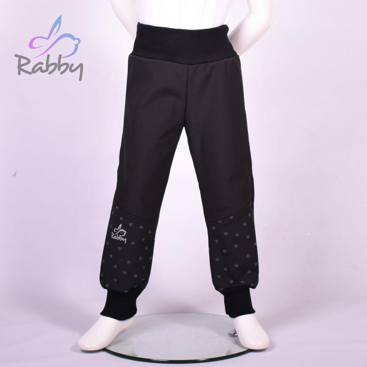 Zimní softshellové kalhoty černé s přestřižením reflexní srdíčka - klasický střih vel.  98