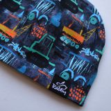 Klasická čepice tyrkysová auta vel. 40 (obvod hlavy 39-42 cm)