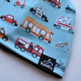 Klasická čepice auta na sv. modré vel. 39 (obvod hlavy 38-41 cm)