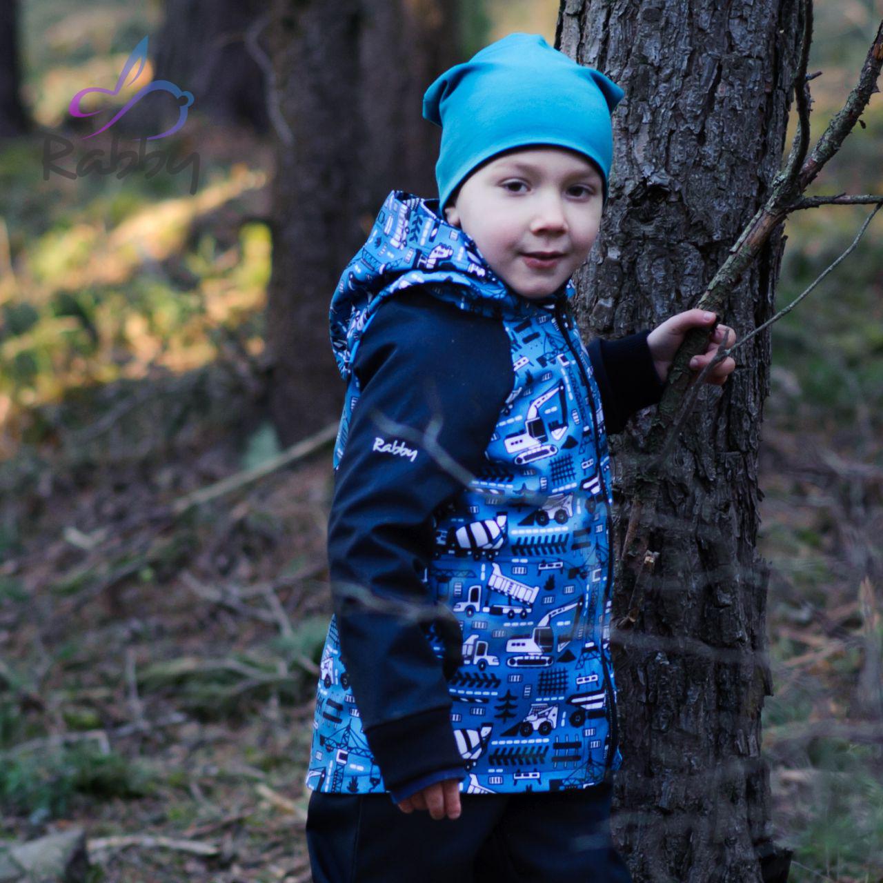 Jarní softshellová bunda bagry na modré vel. 122