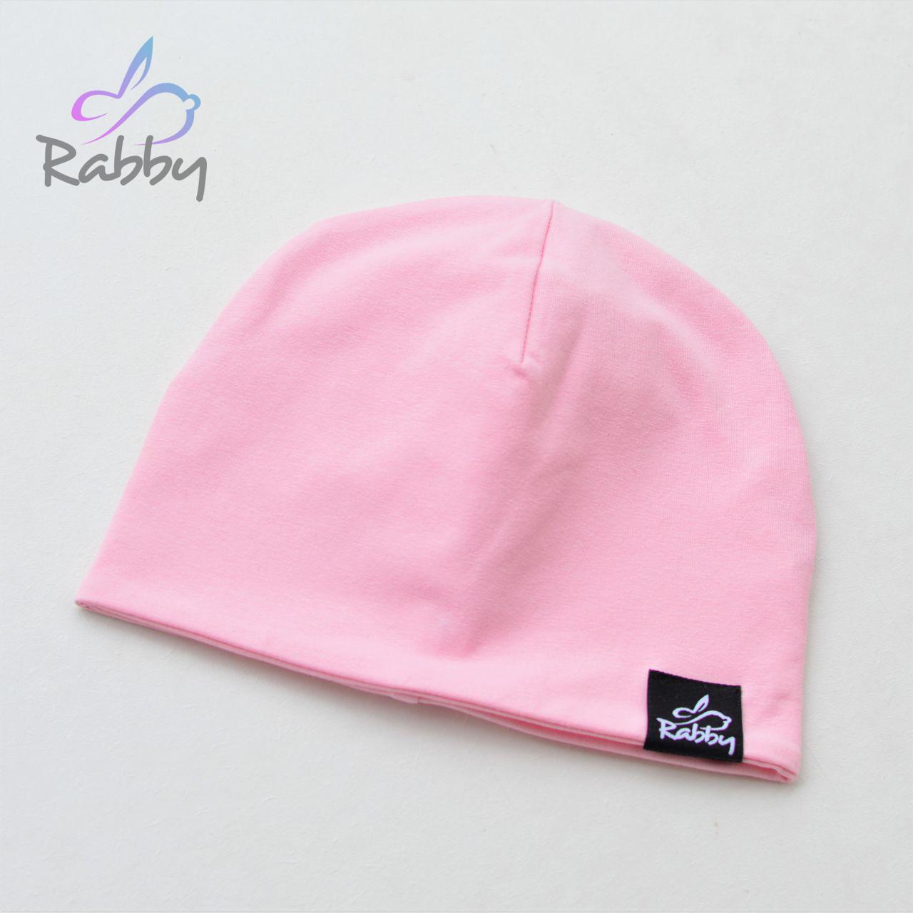 Klasická čepice baby růžová s černou vel. 46-49
