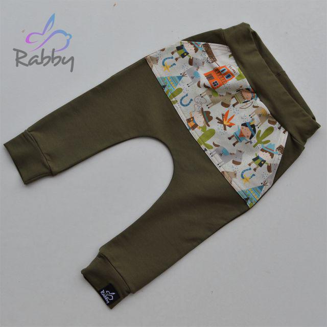 Baggy tepláčky khaki s kapsou divoký západ vel. 116