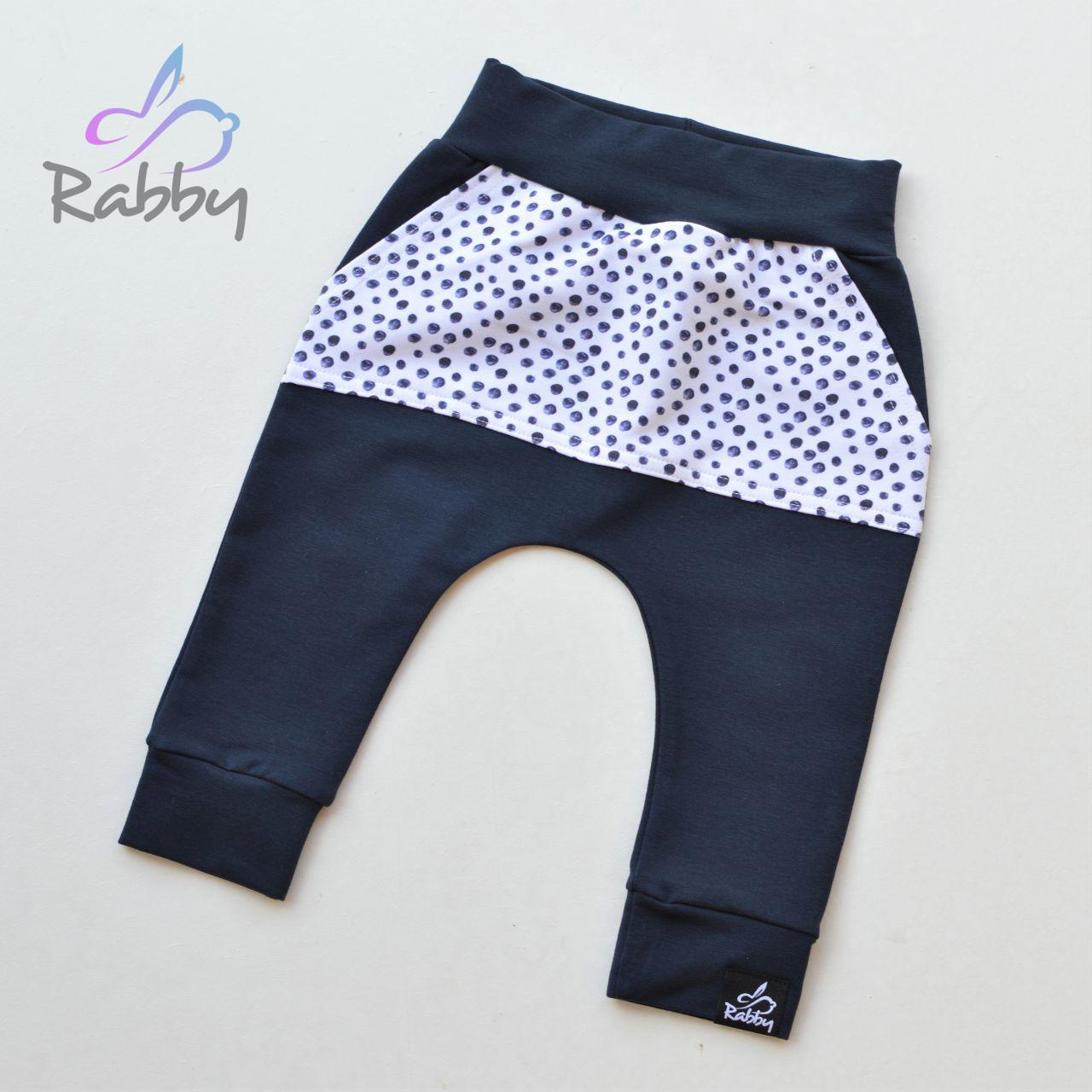 Baggy tepláčky modré s kapsou borůvky vel. 80