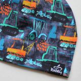 Jednovrstvá klasická čepice tyrkysová auta vel. 48 (obvod hlavy 47-50 cm)