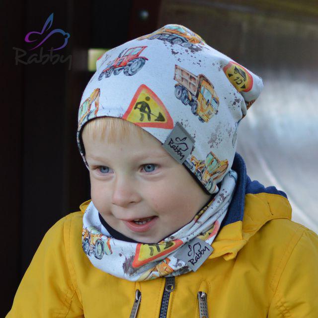 Set homeless čepice a nákrčníku stavba na bílé vel. 52 (obvod hlavy 51-54 cm)