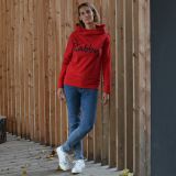 Dámská mikina s bohatou kapucí červená s nápisem Rabby vel. 36