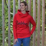 Dámská mikina s bohatou kapucí červená s nápisem Rabby vel. 36