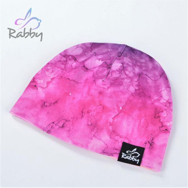 Klasická čepice fuchsiový mramor vel. 38 (obvod hlavy 37-40 cm)