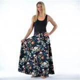 Dámská sukně dlouhá květy na modré vel. S