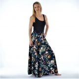 Dámská sukně dlouhá květy na modré vel. S