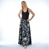 Dámská sukně dlouhá květy na modré vel. M