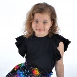 Tričko s volánovým rukávem černé vel. 110