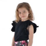 Tričko s volánovým rukávem černé vel. 122