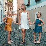 Mušelínové šaty na ramínka lurex denim vel. 86/92