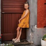 Mušelínové šaty na ramínka lurex okr vel. 86/92