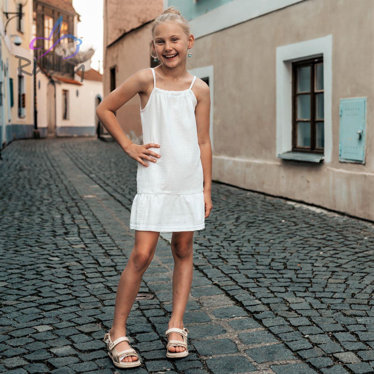 Mušelínové šaty na ramínka lurex ecru vel. 86/92