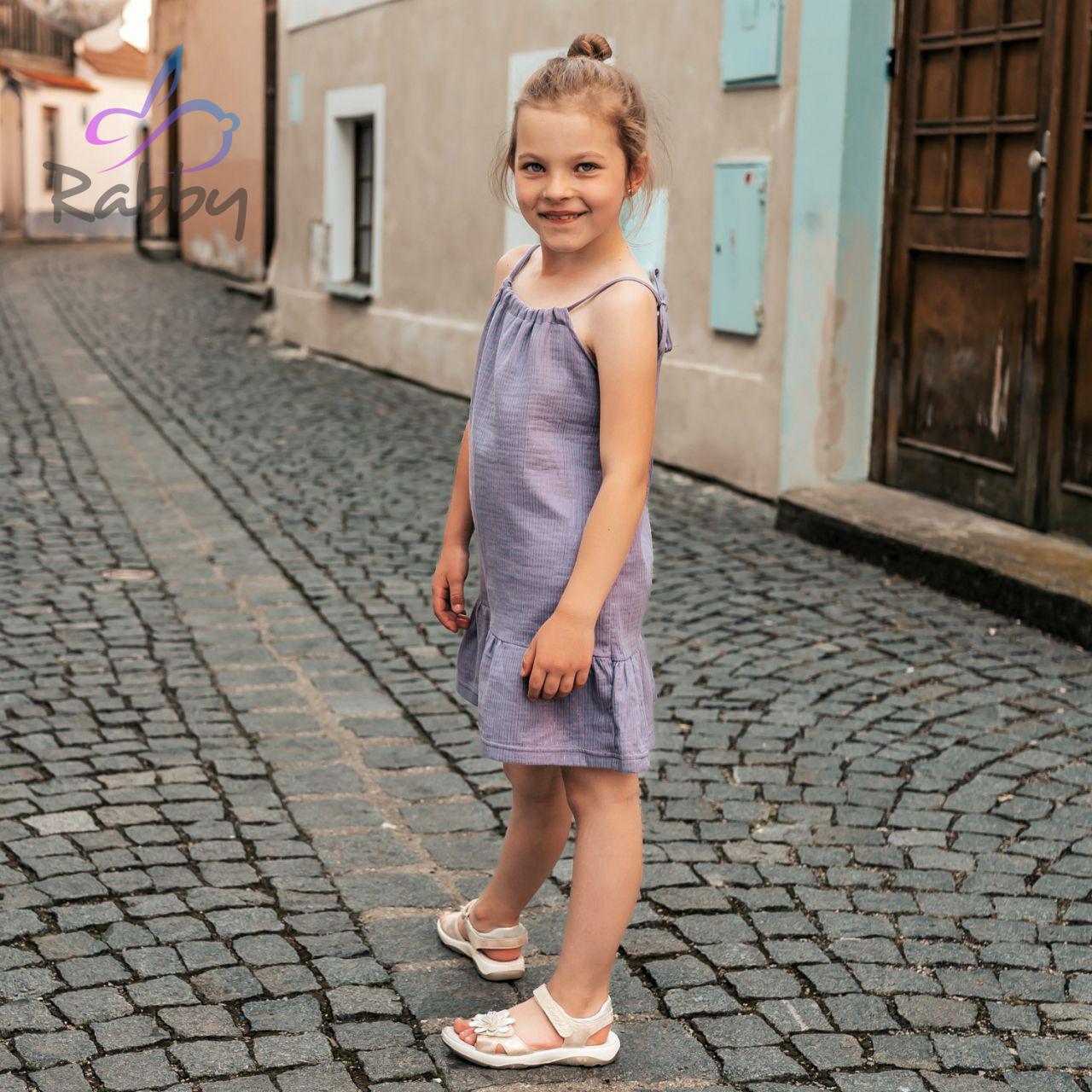 Mušelínové šaty na ramínka lurex lila vel. 86/92