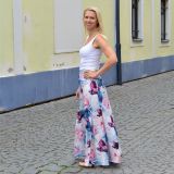 Dámská sukně dlouhá fialové květy vel. XL