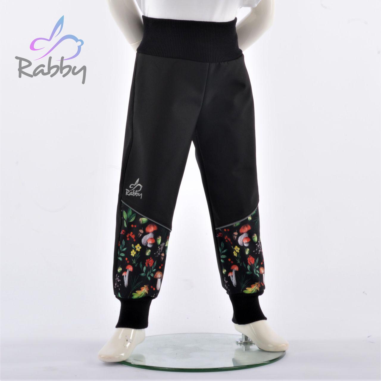 Zimní softshellové kalhoty černé s přestřižením houbičky - klasický střih vel. 98