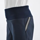 Zimní softshellové kalhoty modré s přestřižením auta a silnice - klasický střih vel. 140