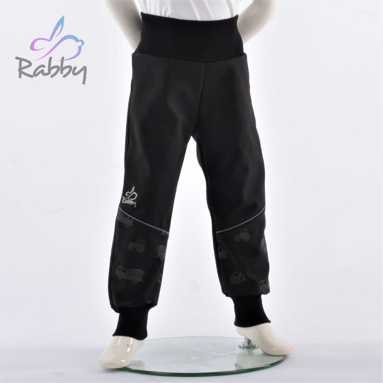 Zimní softshellové kalhoty černé s přestřižením reflexní auta - klasický střih vel. 116