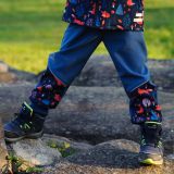 Zimní softshellové kalhoty jeans modré s přestřižením liška - klasický střih vel. 92