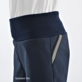Zimní softshellové kalhoty jeans modré s přestřižením stavba - klasický střih vel. 134