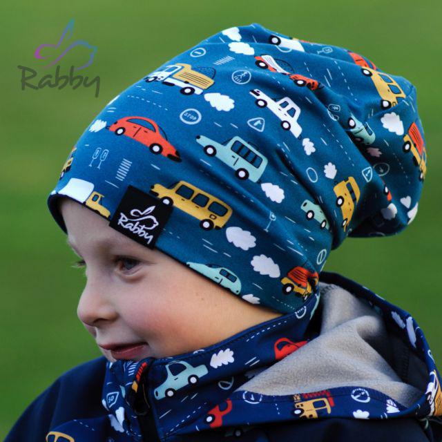 Homeless čepice auta na modré vel. 50 (obvod hlavy 49-52 cm)