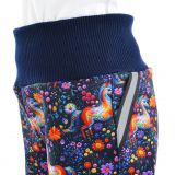 Zimní softshellové kalhoty koně na modré - klasický střih vel. 110