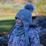 Set zimní ušanky a nákrčníku mint pletenina vel. 48 (obvod hlavy 47-50 cm)