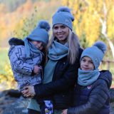 Set zimní ušanky a nákrčníku mint pletenina vel. 48 (obvod hlavy 47-50 cm)