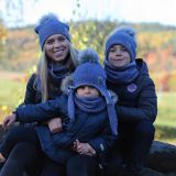 Set zimní ušanky a nákrčníku jeans pletenina vel. 48 (obvod hlavy 47-50 cm)