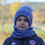 Set zimní čepice a nákrčníku jeans pletenina vel. 48 (obvod hlavy 47-50 cm)