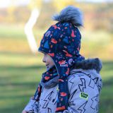 Set zimní ušanky a nákrčníku liška vel. 50 (obvod hlavy 49-52 cm)