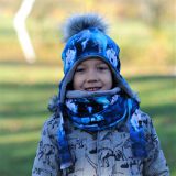 Set zimní ušanky a nákrčníku vlk vel. 50 (obvod hlavy 49-52 cm)