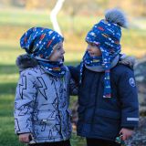 Zimní set homeless čepice a nákrčníku auta na modré vel. 52 (obvod hlavy 51-54 cm)