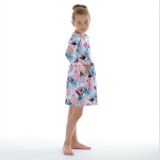 Šaty řasené s dlouhým rukávem fialkové květy vel.  98