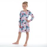 Šaty řasené s dlouhým rukávem fialkové květy vel.  98