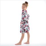 Šaty řasené s dlouhým rukávem vánoční květy vel. 134