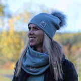 Dámská zimní čepice mint pletenina vel. 57 (obvod hlavy 56-59 cm)