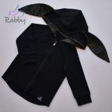 Mikina s oušky černá s maskáčem vel. 134