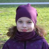 Set homeless čepice a nákrčníku purpurová vel. 46 (obvod hlavy 45-48 cm)