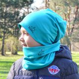 Set homeless čepice a nákrčníku aqua vel. 46 (obvod hlavy 45-48 cm)