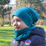 Set homeless čepice a nákrčníku petrolej vel. 46 (obvod hlavy 45-48 cm)