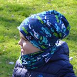 Set homeless čepice a nákrčníku auta a letadla vel. 54 (obvod hlavy 53-56 cm)