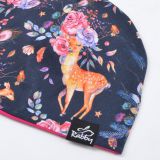 Klasická čepice srnky na modré vel. 48 (obvod hlavy 47-50 cm)